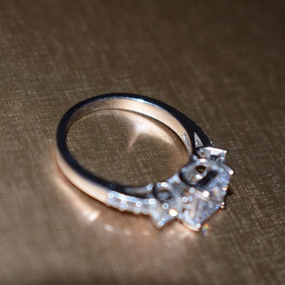 Princess Cut & Round Sterling Silver Ring - Picture 5 of 5